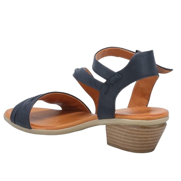 Miz‎ Mooz Womens Black Leather Ruched Ankle Strap Block Heel Sandals Size 40/9 - Picture 5 of 8